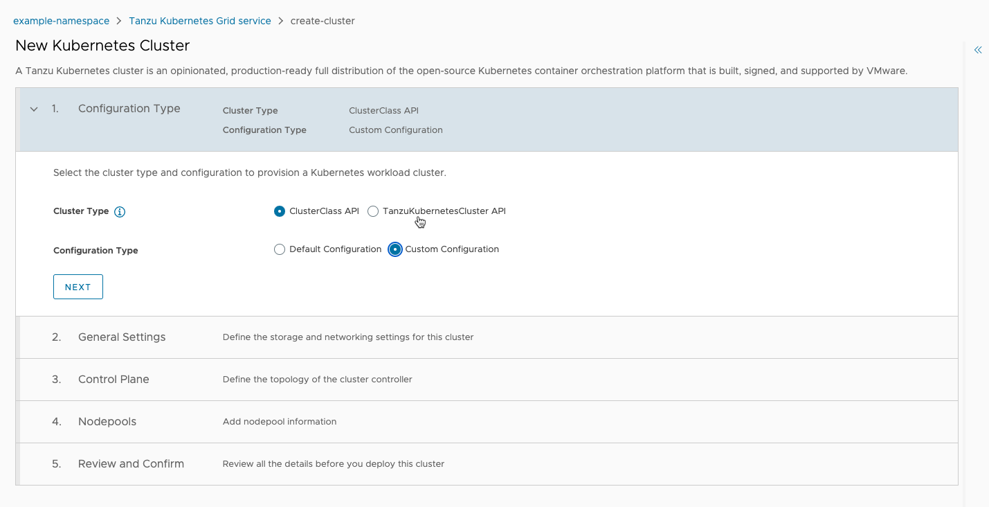 Custom Cluster Create