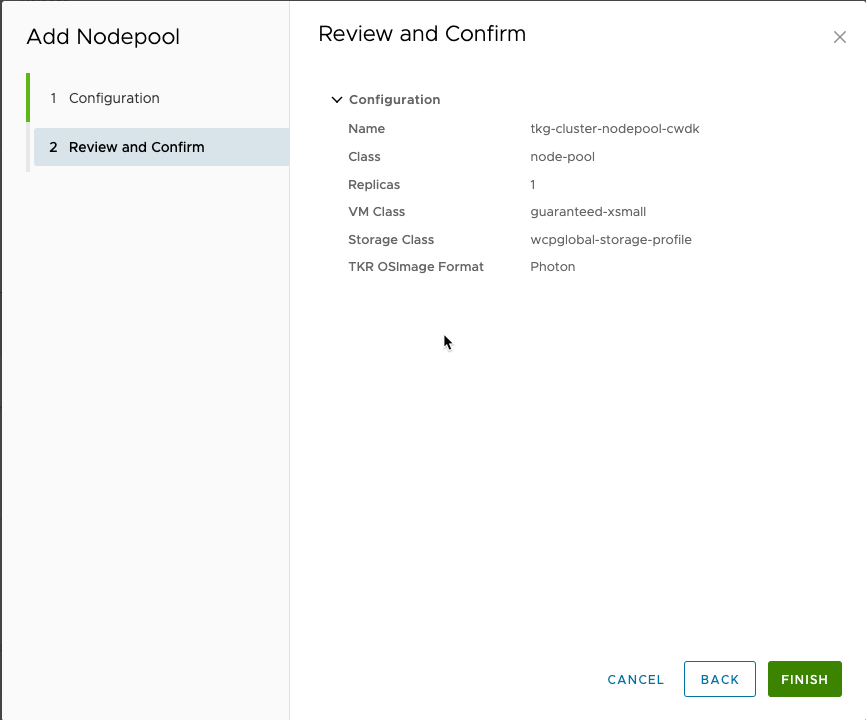 Custom Cluster Node pools confirmation