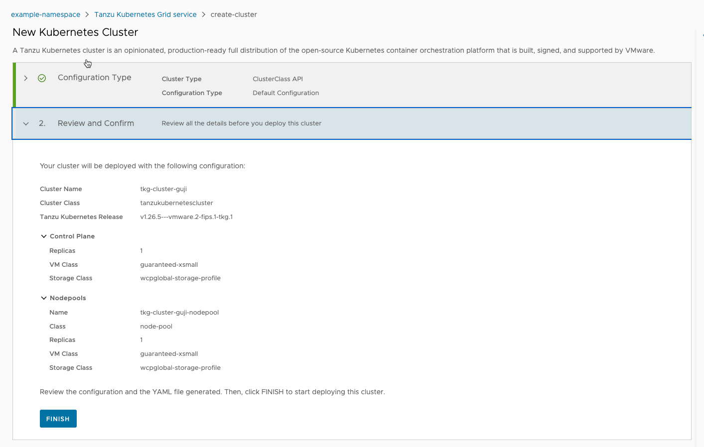 Default Cluster Create