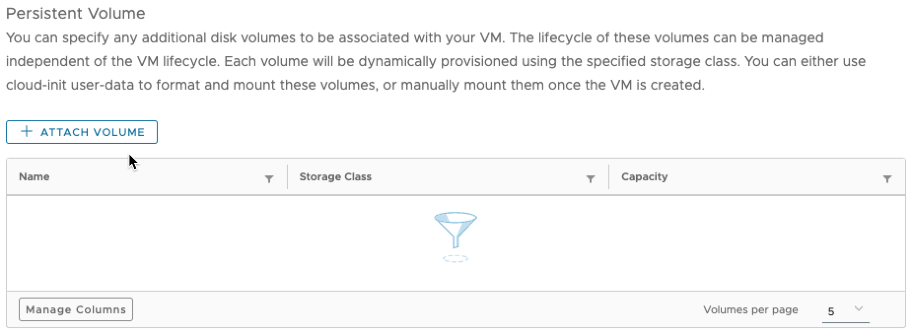 VM Create PVC